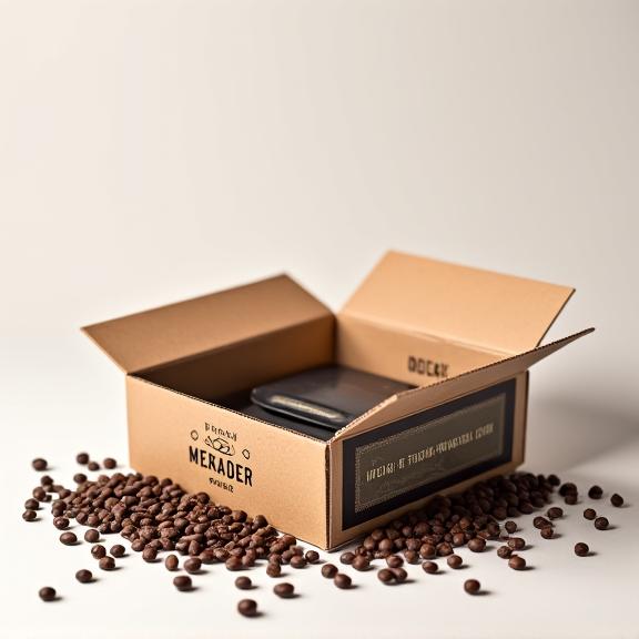 The Meander Box coffee subscription package with coffee beans.